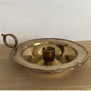 Solid brass vintage chamberstick candle holder